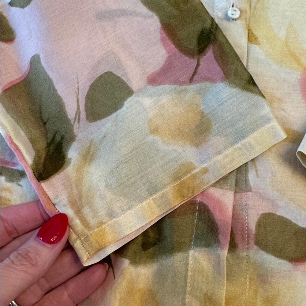 Tommy Bahama Floral Silk Blend Button-Down Shirt - Pink and Green, sz S - Picture 5 of 13